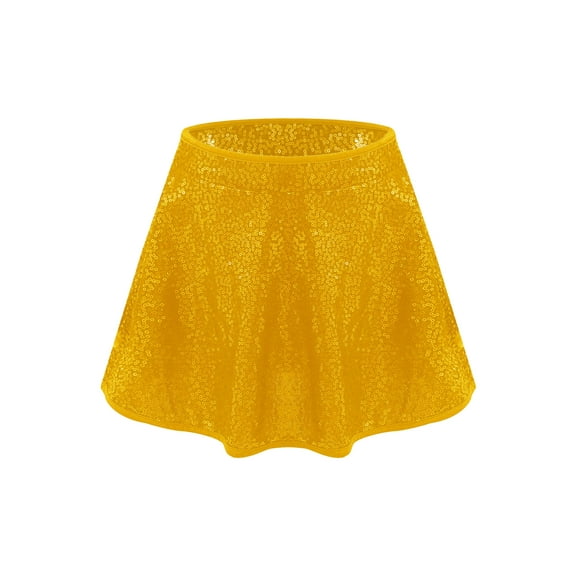 Miutii Kids Girls Sequin Modern Jazz Hip Hop Latin Samba Tango Ballet Dance Skirts A-Line Party Mini Skorts Dancewear Gold 10