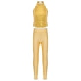 thumbnail image 1 of Miutii Kids Girls Sequin Sleeveless Crop Top with Leggings Pants Sparkly Gymnastics Hip Hop Jazz Dance Outfit Gold 14, 1 of 3