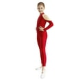 thumbnail image 1 of Miutii Kids Girls Shiny Long Sleeve Catsuit Full Body Gymnastics Leotard Ballet Dance Bodysuit Jumpsuit Performance Wear Burgundy 8, 1 of 7