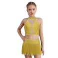 thumbnail image 1 of Miutii Kids Girls Shiny Rhinestone Crop Top and Fringe Skirt Tassel Latin Salsa Rumba Dance Dress 2 Piece Outfit Yellow 16, 1 of 5