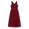 thumbnail image 1 of Miutii Kids Girls Shiny Rhinestones Birthday Party Dress Sleeveless V Neck Wedding Bridesmaid Dress Burgundy 12, 1 of 9