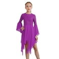 thumbnail image 1 of Miutii Kids Girls Shiny Sequins Chiffon Praise Lyrical Dance Clothes Flared Sleeve Irregular Liturgical Worship Dress Purple 6, 1 of 5