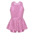 thumbnail image 1 of Miutii Kids Girls Shiny Sequins Gymnastic Unitard Cami Metallic Cutout Back Jumpsuit for Modern Dance Jazz Skating Pink 6, 1 of 5
