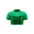 thumbnail image 1 of Miutii Kids Girls Shiny Sequins Modern Dance Crop Tops Short Sleeve Mesh Patchwork Jazz Hip Hop Dance T-Shirt Green 4, 1 of 5