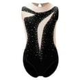 thumbnail image 1 of Miutii Kids Girls Sleeveless Rhythmic Gymnastic Leotard Shiny Diamond Ballet Dance Unitard Biketard Jumpsuit Bodysuit Black 12, 1 of 3