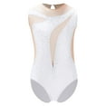 thumbnail image 1 of Miutii Kids Girls Sleeveless Rhythmic Gymnastic Leotard Shiny Diamond Ballet Dance Unitard Biketard Jumpsuit Bodysuit White 6, 1 of 3