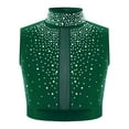 thumbnail image 1 of Miutii Kids Girls Sleeveless Shiny Rhinestone Sports Bra Jazz Latin Hip Hop Modern Ballet Dance Crop Tank Tops Green 12, 1 of 3