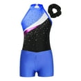 thumbnail image 1 of Miutii Kids Girls Sparkly Halter Neck Gymnastics Leotard Ballet Dance Unitard with Shorts and Hair Band Set Royal Blue 10, 1 of 7
