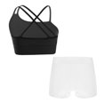 thumbnail image 1 of Miutii Kids Girls Sports Yoga Workout Outfits Backless Tank Top Camisole Vest with V-Front Waistband Black&White 12, 1 of 9