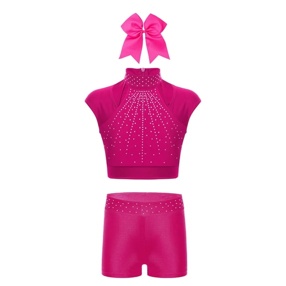 Miutii Kids Girls Sportswear Set Sleeveless Bra Crop Top+Fitness Shorts Gymnastics Yoga Workout Training Outfits Hot Pink 16