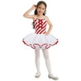 thumbnail image 1 of Miutii Kids Girls Straps Striped Ballet Dance Ice Skating Leotard Tutu Dress Christmas Performance Clothes Red 12, 1 of 7