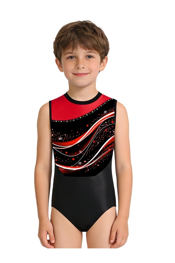 Kids Gymnastics Dance Team Sport Bodysuit Stretchy Garment Lightweight Outfit Performance Jersey Red 6