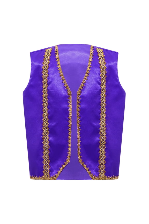 Teens Medieval Steampunk Tailcoat Boys Girls Sleeveless Vest Gothic Prince Jackets Waistcoat Performance Purple 6