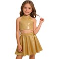 thumbnail image 1 of Miutii Kids Shiny Jazz Disco Outfits Cheer Outfit Hip Hop Dance Dress Sets for Competitions Cha-cha Gold 2-6, 1 of 6
