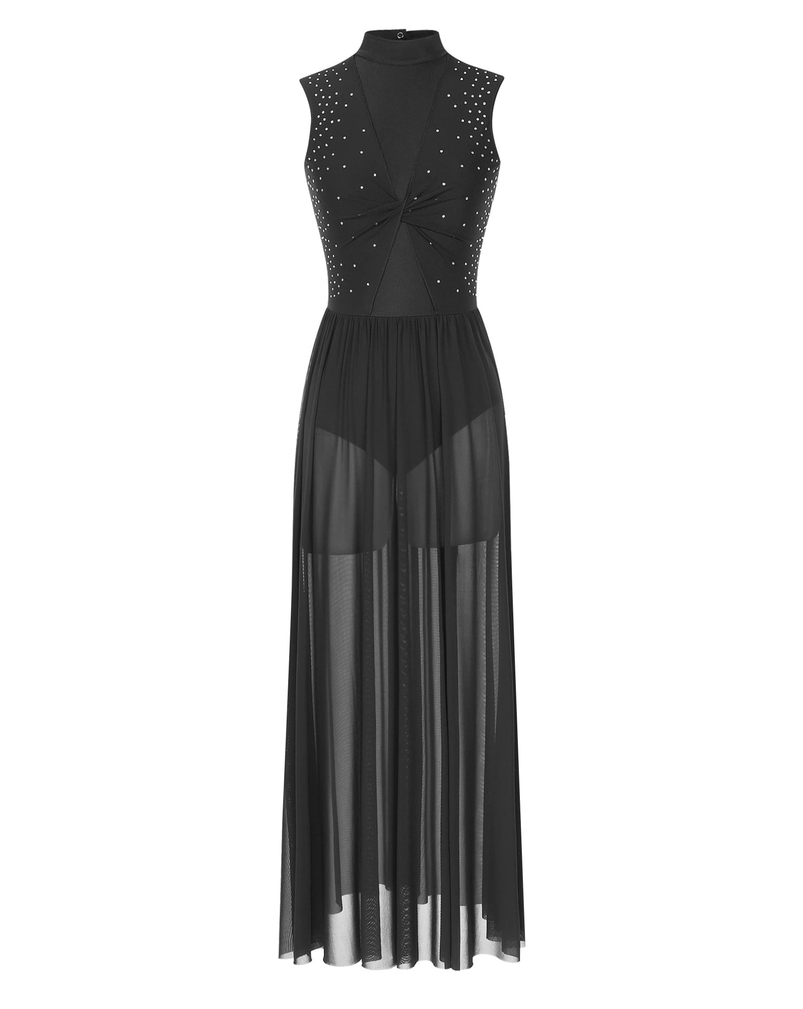 Miutii Lyrical Dance Dress For Women Mesh Tulle Flowy Maxi Long Dress  Overlay Dress Contemporary Black M - Walmart.com