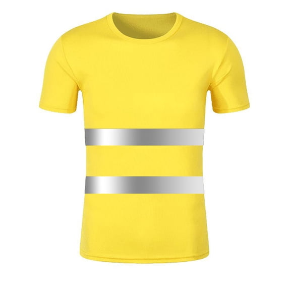 Miutii Men Hi Vis T-Shirt High Viz Visibility Short Sleeve Safety Tops Work Reflective Shirt Yellow XL