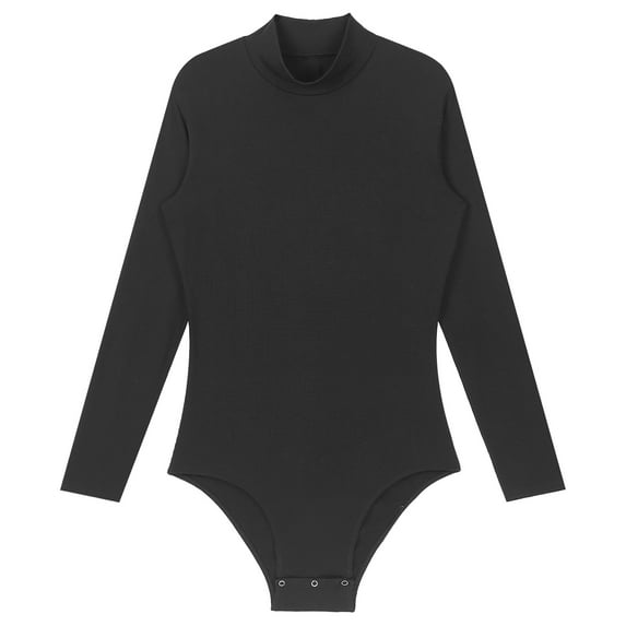 Miutii Men's Mock Neck Long Sleeve Bodysuit Leotard Tops Press Button Crotch Shirt One Piece Black XL
