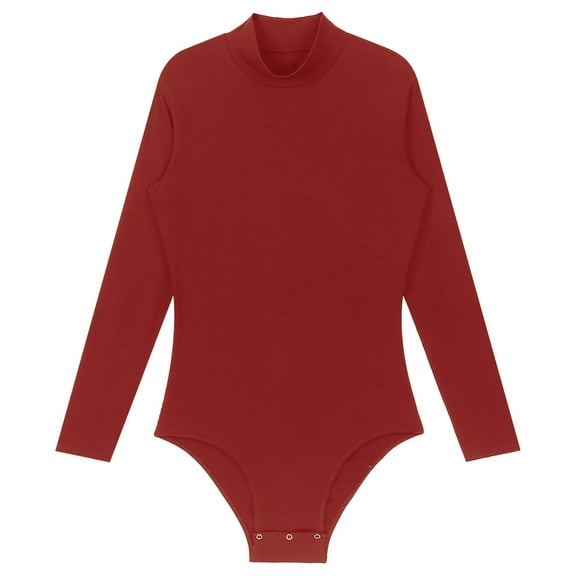 Miutii Men's Mock Neck Long Sleeve Bodysuit Leotard Tops Press Button Crotch Shirt One Piece Red XXL