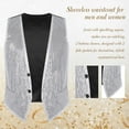 thumbnail image 1 of Miutii Mens Sequin Vest Shiny Party Sleeveless Waistcoat Button V-Neck Vest Jacket Tuxedo Ugly Silver M, 1 of 8