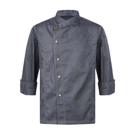 Miutii Mens Womens Unisex Kitchen Work Uniform Short&Long Chef Coat Restaurant Kicten Cooking Jacket Gray Long Sleeve XL