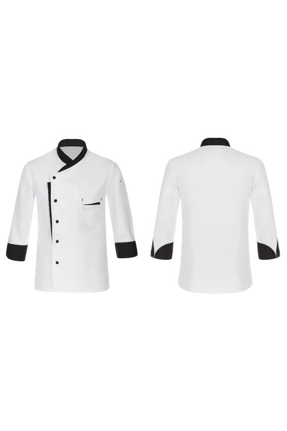 Professional Chef Jacket Men's Long Sleeve Chef Coat Restaurant Kitchen Cooking Uniform White L
