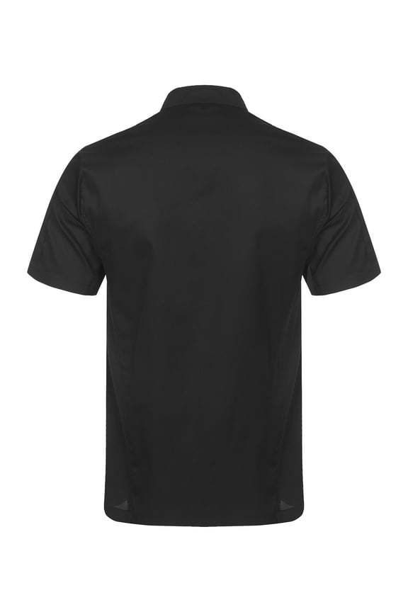 Unisex Adult Chef Jackets Professional Chef Coat Short Sleeve Shirt Hotel Kitchen Work Uniform Tops Black L