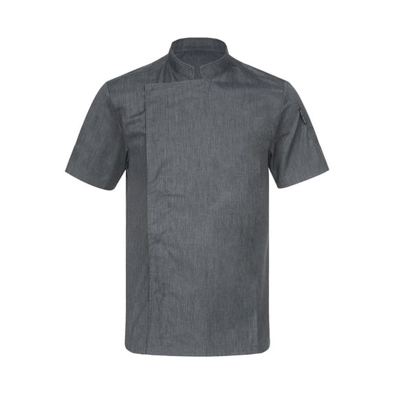 Miutii Unisex Adult Chef Jackets Professional Chef Coat Short Sleeve Shirt Hotel Kitchen Work Uniform Tops Dark Gray XL