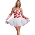 thumbnail image 1 of Miutii Women Christmas Candy Cane Tutu Dress Figure Ice Skating Ballerina Dancewear New Years Carnival Red XL, 1 of 6
