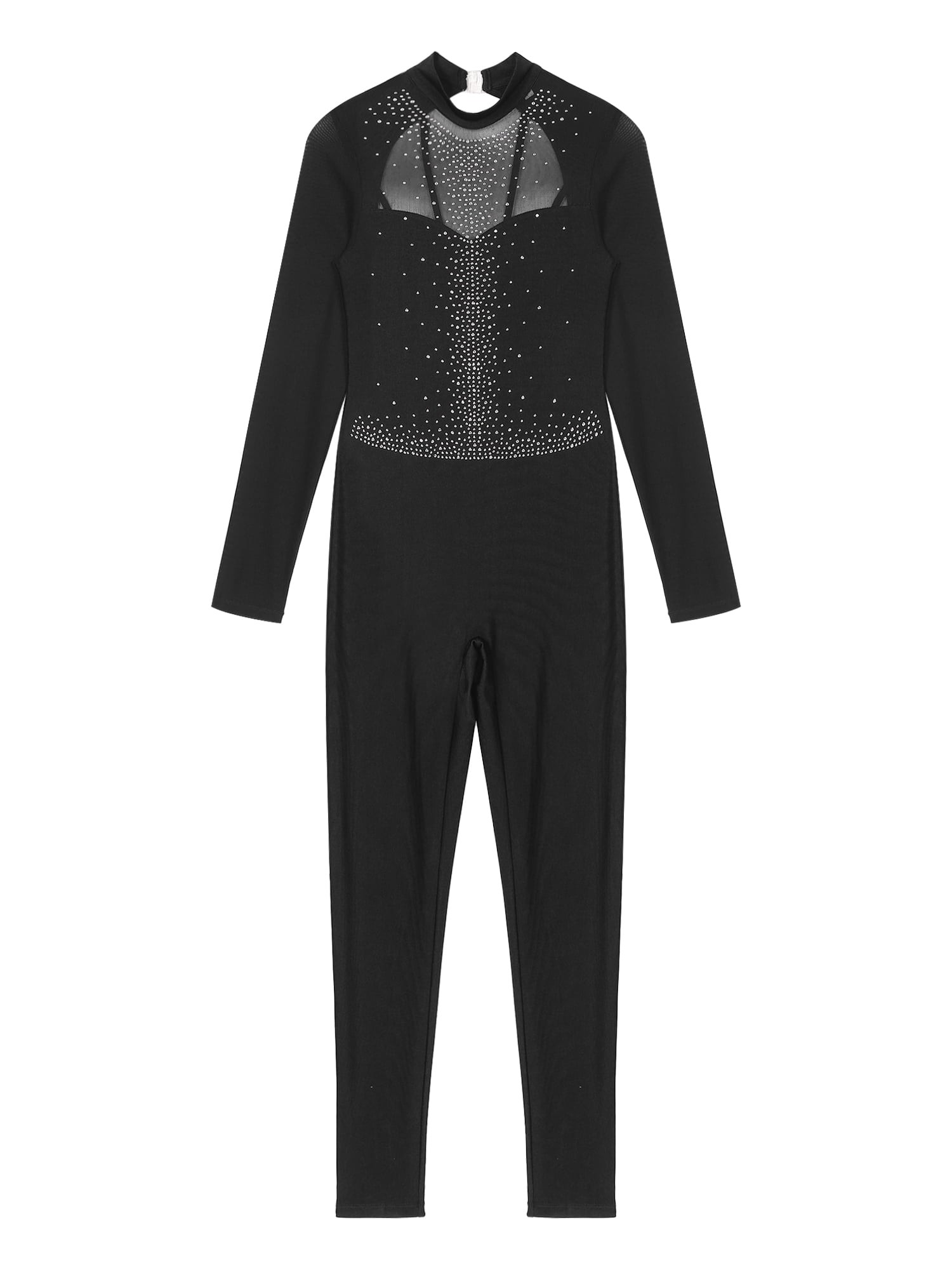 Miutii Women Gymnastics Leotard Unitard Shiny Rhinestone Full Length ...