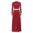 thumbnail image 1 of Miutii Women Metallic Gold Liturgical Praise Dance Dress Long Sleeve Lyrical Dancewear Church Worship Burgundy XXL, 1 of 9
