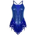 thumbnail image 1 of Miutii Women Sequins Tassel Latin Dance Leotard Cross Back Bodysuit Dance Performance Costume Royal_Blue M, 1 of 8
