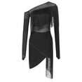 thumbnail image 1 of Miutii Women's Fringed Latin Dance Dress Rhinestone Long Sleeve Tango Rumba Ballroom Dancewear Black XL, 1 of 8