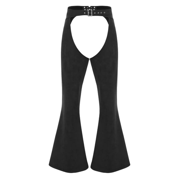 Miutii Women's Mens Faux Suede Cowgirl Cowboys Pants Adjustable Waist Motorcycle Trousers Role Playing Black M