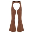 thumbnail image 1 of Miutii Women's Mens Faux Suede Cowgirl Cowboys Pants Adjustable Waist Motorcycle Trousers Role Playing Brown S, 1 of 7