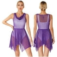 thumbnail image 1 of Miutii Women's Shiny Glittery Asymmetrical Praise Dance Tunic Overlay Worship Top Dress Ballet Purple XL, 1 of 8