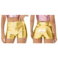 thumbnail image 1 of Miutii Women's Shiny Metallic Wetlook Jazz Hip Hop Dance Shorts Rave Festival Fancy Dress Booty Gold L, 1 of 8