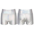 thumbnail image 1 of Miutii Women's Shiny Metallic Wetlook Jazz Hip Hop Dance Shorts Rave Festival Fancy Dress Booty Silver B M, 1 of 9