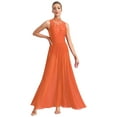 thumbnail image 1 of Miutii Women's Sleeveless Modern Lyrical Dance Contemporary Dancewear Sheer Mesh Maxi Skirt Leotard Orange L, 1 of 6