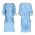 thumbnail image 1 of Miutii Womens 2pcs Elegant Plus Size Dress Set Evening Cocktail Mother's Dress Embroidery Lace Cover Light Blue XL/1XL, 1 of 9