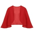 thumbnail image 1 of Miutii Womens 3/4 Sleeve Soft Chiffon Bolero Shrug Sheer Mesh Open Front Jacket Cardigan Coat Cover Red XXL, 1 of 1