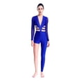 thumbnail image 1 of Miutii Womens Rhinestone Gymnastics Jumpsuit Figure Skating Leotard Keyhole Back Unitard Bodysuit Blue XL, 1 of 7