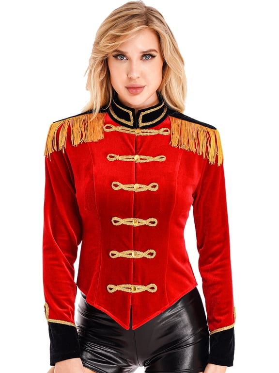 Womens Ringleader Lion Tamer Jacket Coat Magic Show Dress Up Red L