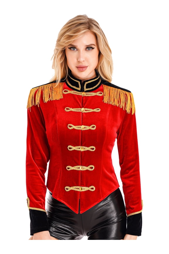 Womens Ringleader Lion Tamer Jacket Coat Magic Show Dress Up Red S