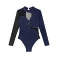 thumbnail image 1 of Miutii Womens Sheer Mesh Long Sleeve Gymnastics Leotards Bodysuit Sequined Ballet Jumpsuit Dancewear Navy Blue M, 1 of 1