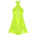 thumbnail image 1 of Miutii Womens Sleeveless Cross Front Ruched Mesh Splice Leotard Figure Ice Skating Dress Lyrical Fluorescent Yellow M, 1 of 9