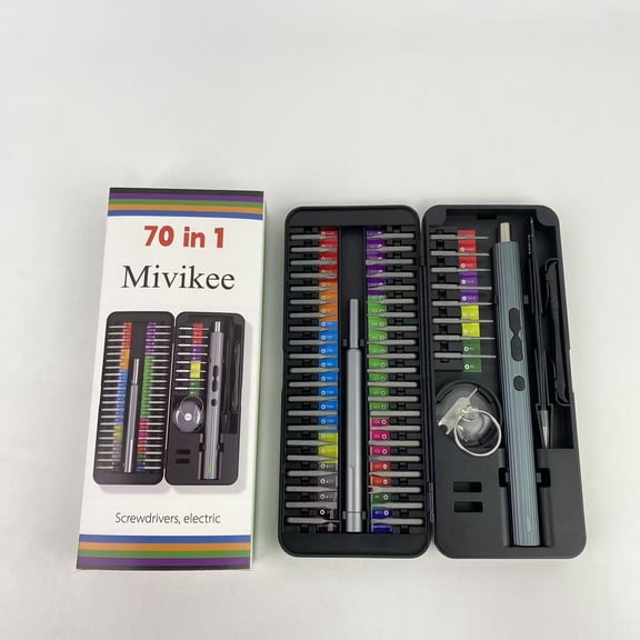 Mivikee Screwdrivers, electric,Electric Screwdriver, 64 in 1 Mini Electric Precision Screwdriver Kit Tool with 64 S2 Magnetic Bits, Tweezers, Magnetic Mat and Pry Bar, Perfect