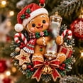 thumbnail image 1 of Mivyn Christmas Cash Gift Ornament, Gingerbread Money Holder Hanging Decoration with Plaid Scarf, Acrylic Xmas Tree Pendant Wreath for Holiday Party, Stocking Stuffers Gift, 1 of 7