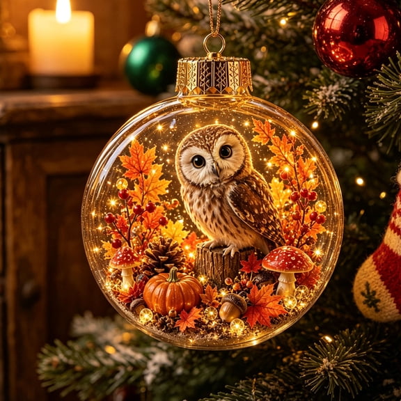 Mivyn Glowing Christmas Story Ornament, 3.15" Light-Up Mini Holiday Scene with Warm LED Light, Festive Keepsake Gift for Home Christmas Party Decoration,1PCS,