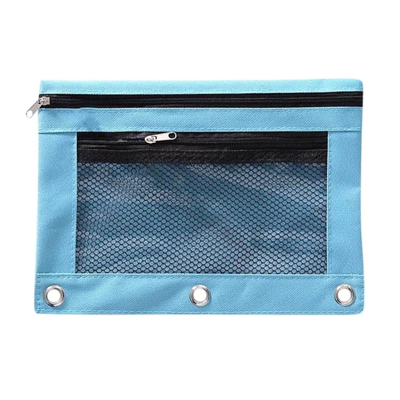Mivyn Pencil Pouch for 3 Ring Binder,Pencil Case with Smooth Zipper,Clear Window Pencil Case for Binder,Big Capacity 3 Ring Binder Pencil Bag with 3 Reinforced Grommets,1 Pcs,Sky Blue