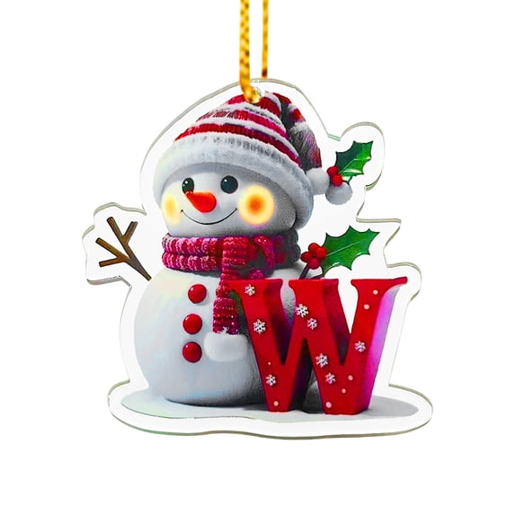 Mivyn Snowman Christmas Ornaments,3" Personalized Letter Ornaments for Christmas Tree, 2D Initial Ornament, Letter Ornament for DIY Hanging Xmas Decor, Gift for Family Friends